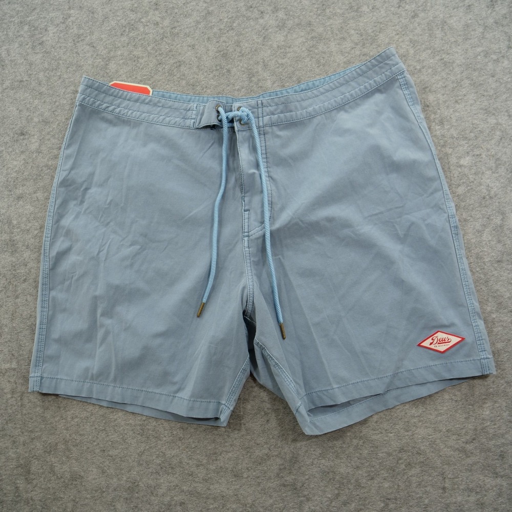 Deus Ex Machina Board Shorts Mens 38 Blue Elastic Waist Drawstring